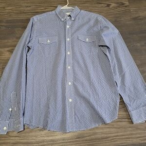 Fischer Men's Blue Checkered Shirt Size M Gingham Check Long Sleeve